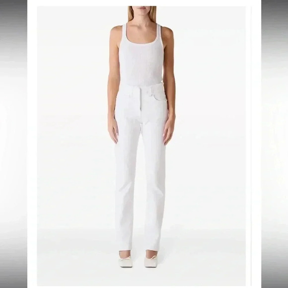 NWT JACQUEMUS LE CHOUCHOU Le de Nîmes Linon High Rise Straight Jeans White Denim - Picture 1 of 13